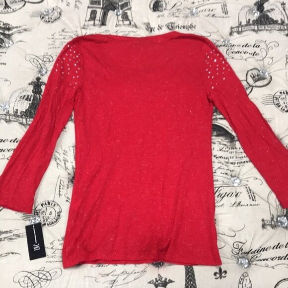 Inc Embellished Shine V-Neck Top - Picture 8 of 9